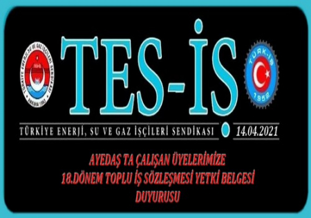 AYEDAŞ 18.DÖNEM TİS YETKİ DUYURUSU