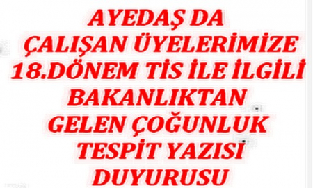 AYEDAŞ TİS ÇOĞUNLUK TESPİT DUYURUSU