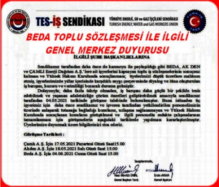 BEDA SÖZLEŞMESİ İLE İLGİLİ DUYURU