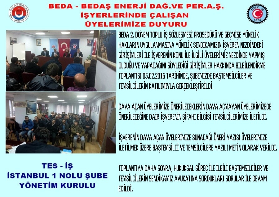 BEDA TEMSİLCİ BİLGİLENDİRME