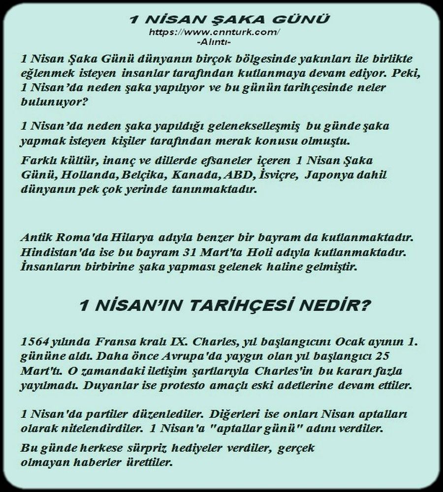 1 NİSAN ŞAKA GÜNÜ