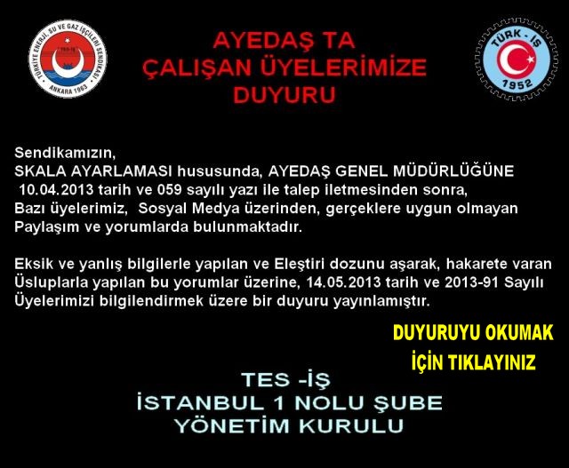 AYEDAŞA DUYURU