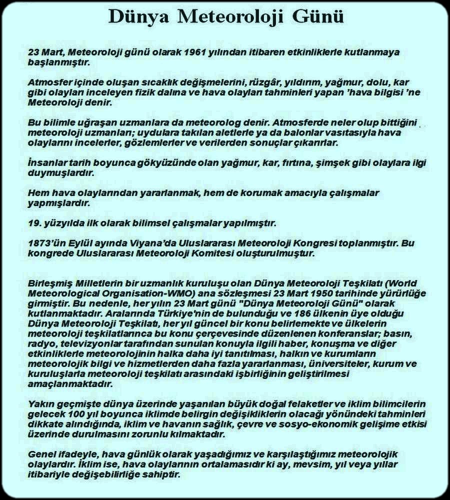 DÜNYA METEOROLOJİ GÜNÜ