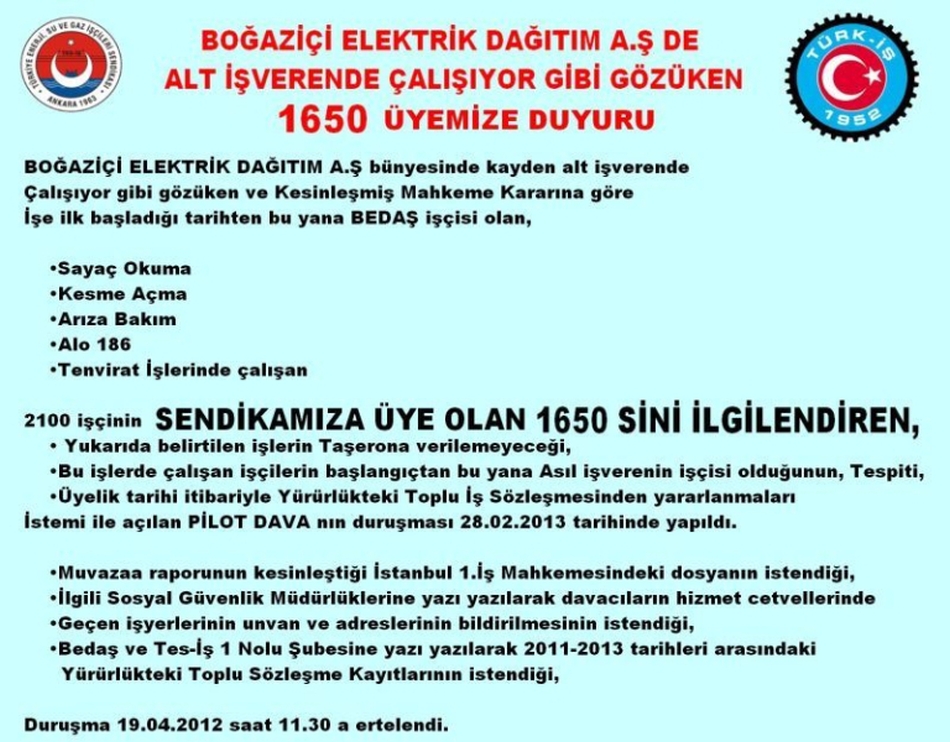 DURUŞMA DUYURUSU