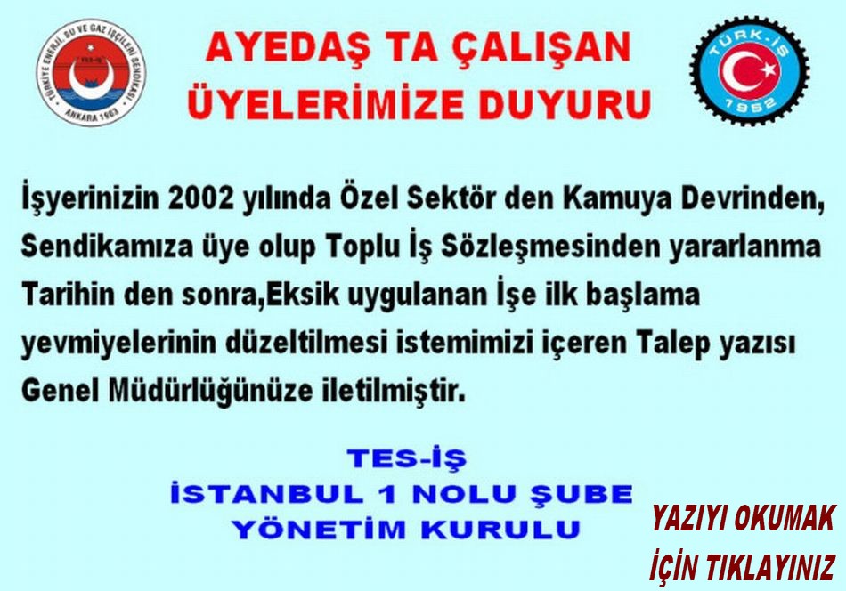 AYEDAŞ A YAZILAN YAZI