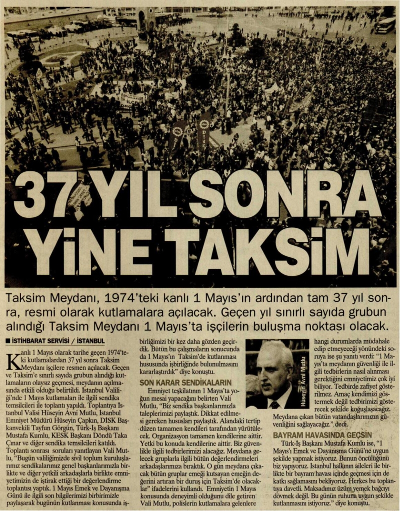 37 YIL SONRA YİNE TAKSİM