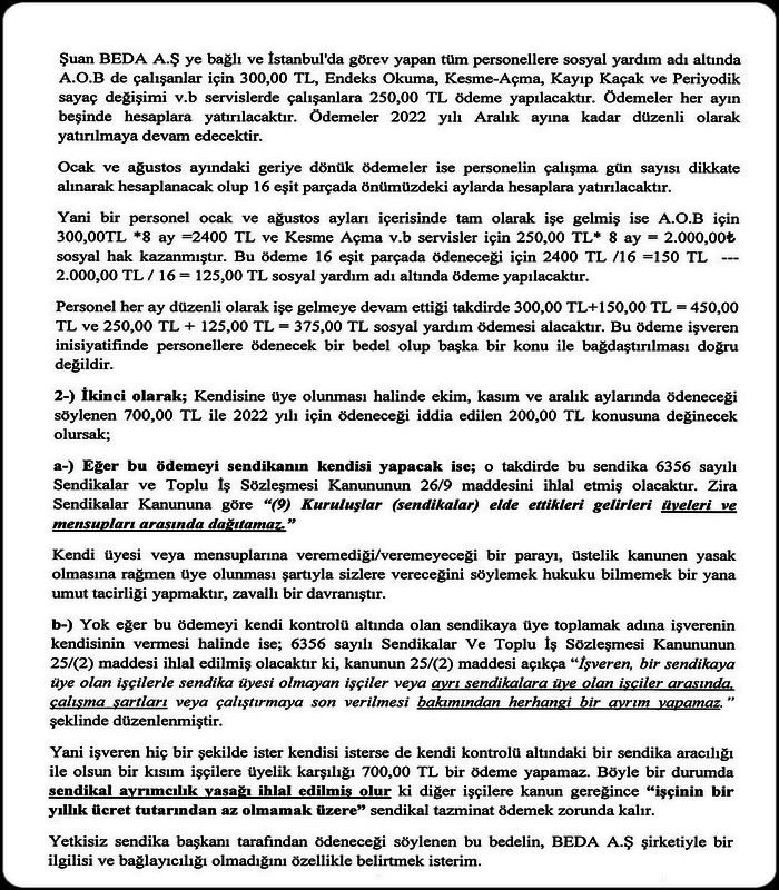 BEDA İŞÇİLERİNE DUYURU -3-