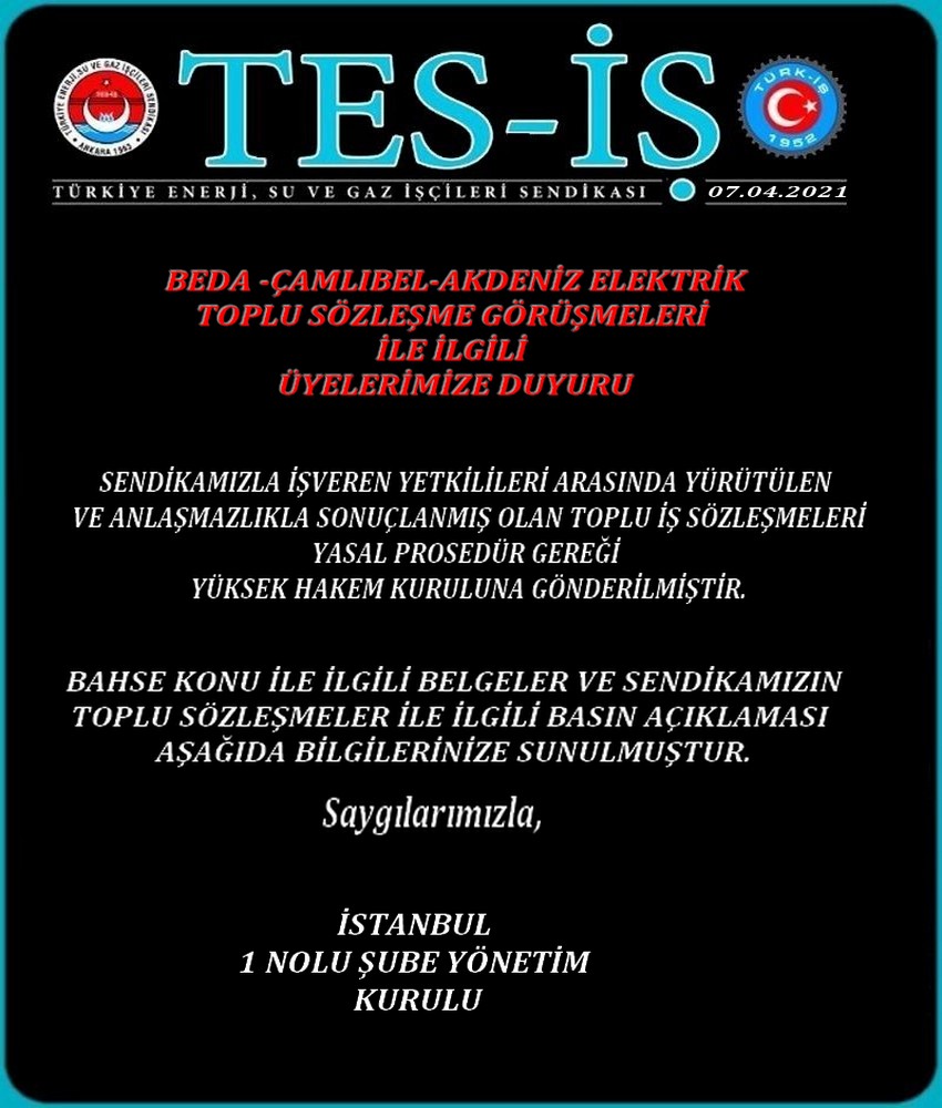 BEDA TİS DUYURUSU