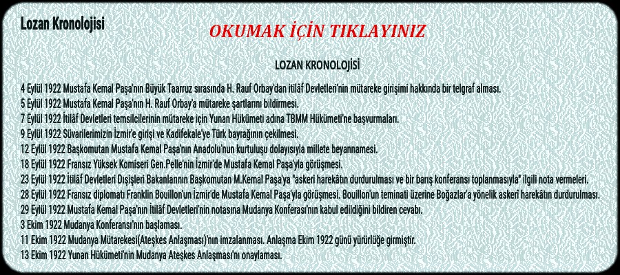 LOZAN KRONOLOJİSİ