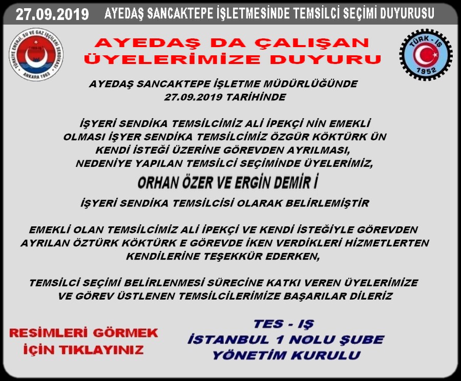 AYEDAŞ TEMSİLCİ SEÇİMİ