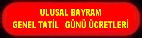 ULUSAL BAYRAM GENEL TATİL GÜNÜ ÜCRETİ