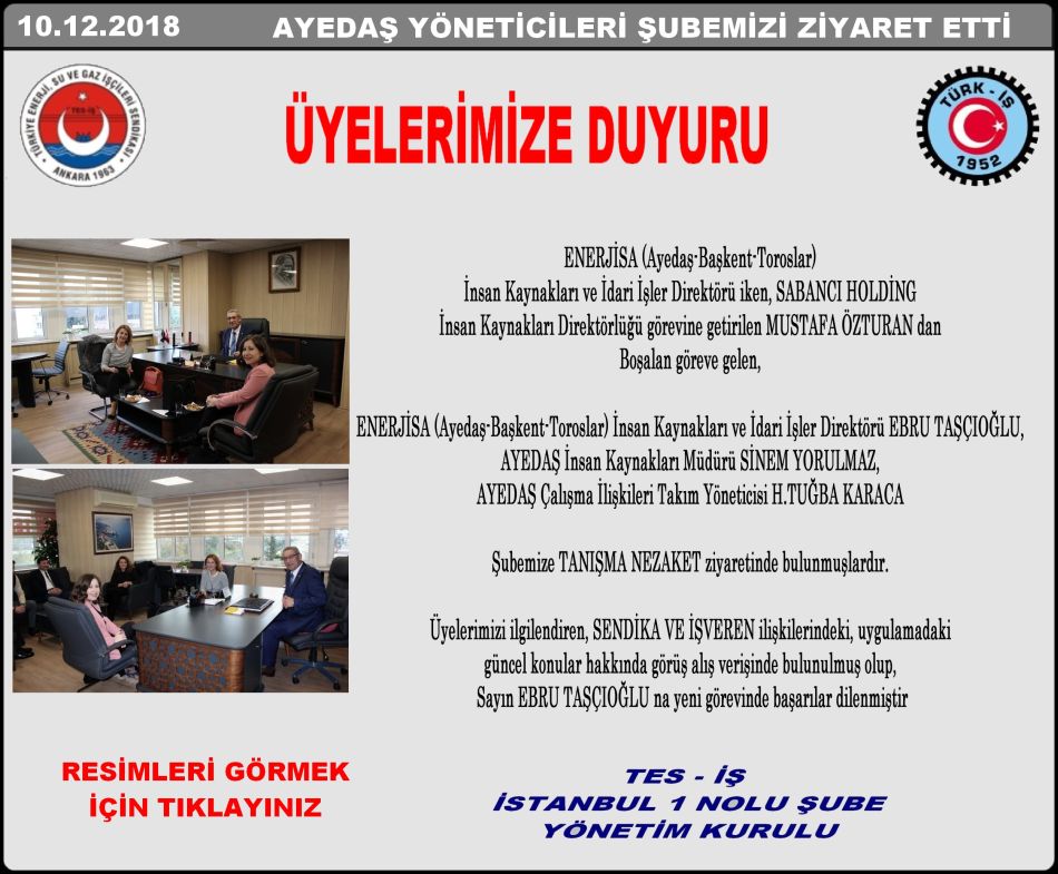 AYEDAŞ YÖNETİCİLERİNİN ZİYARETİ