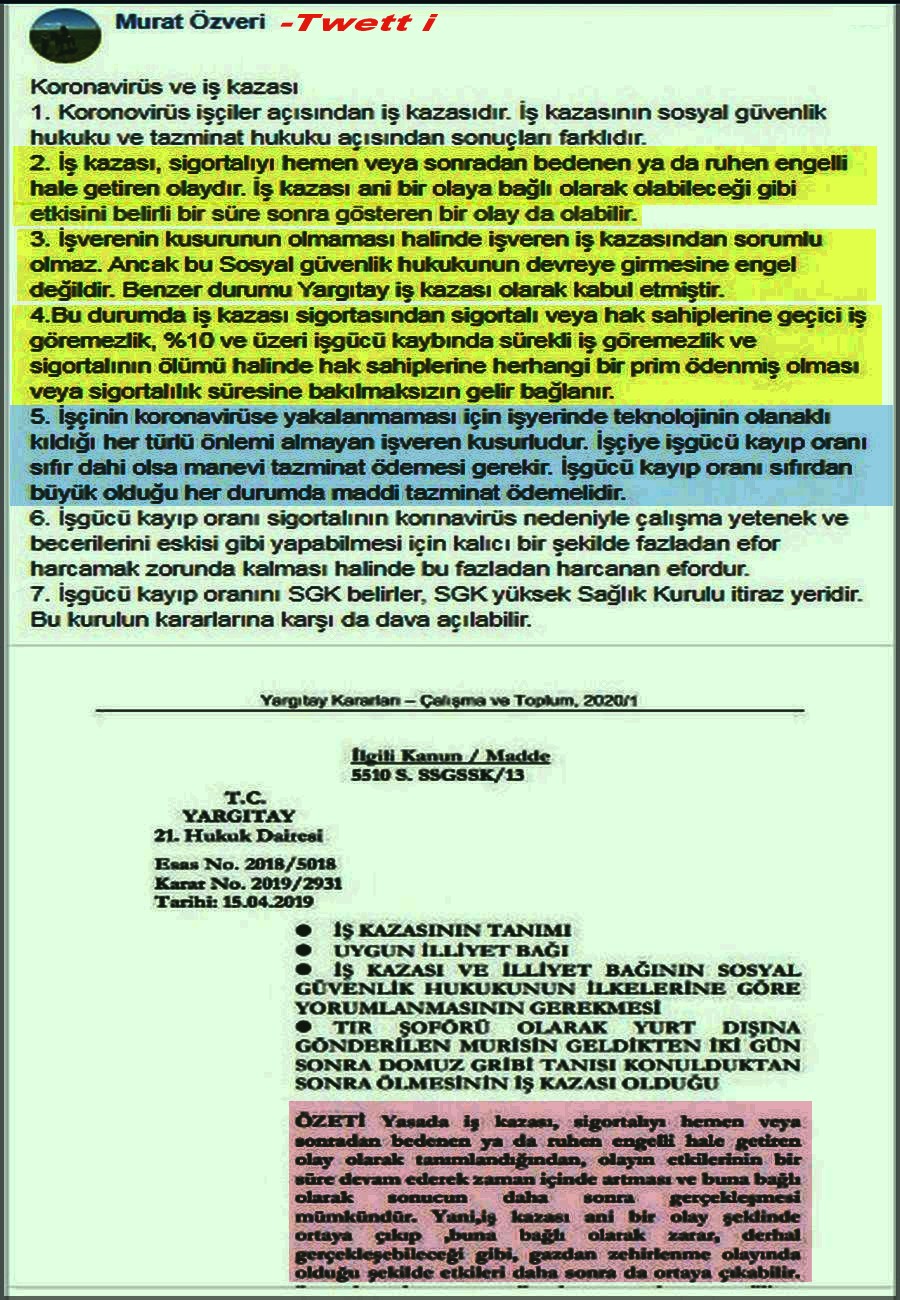 KORONAVİRÜS VE İŞ KAZASI