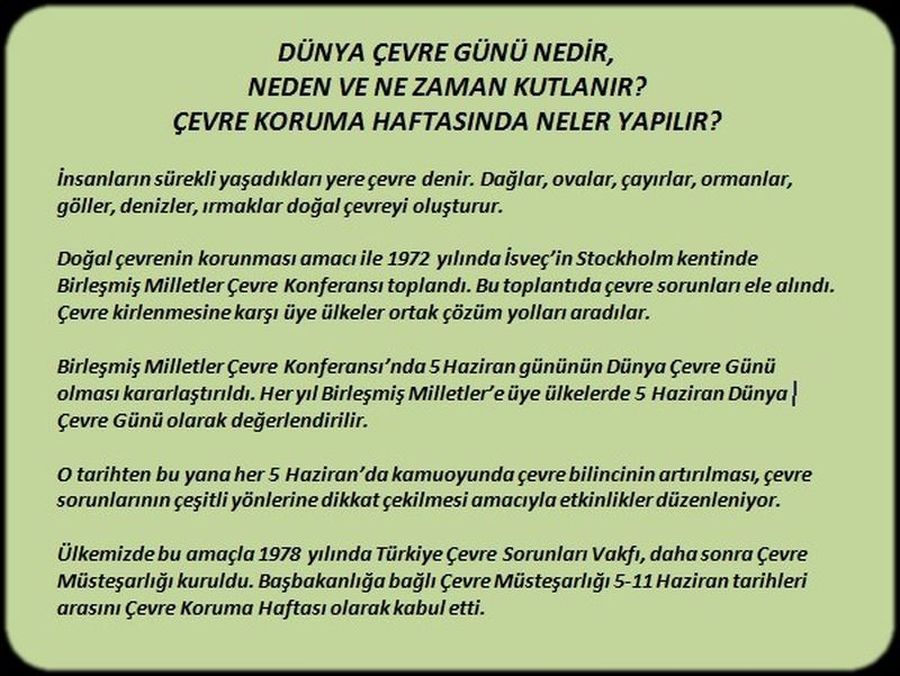 DÜNYA ÇEVRE GÜNÜ