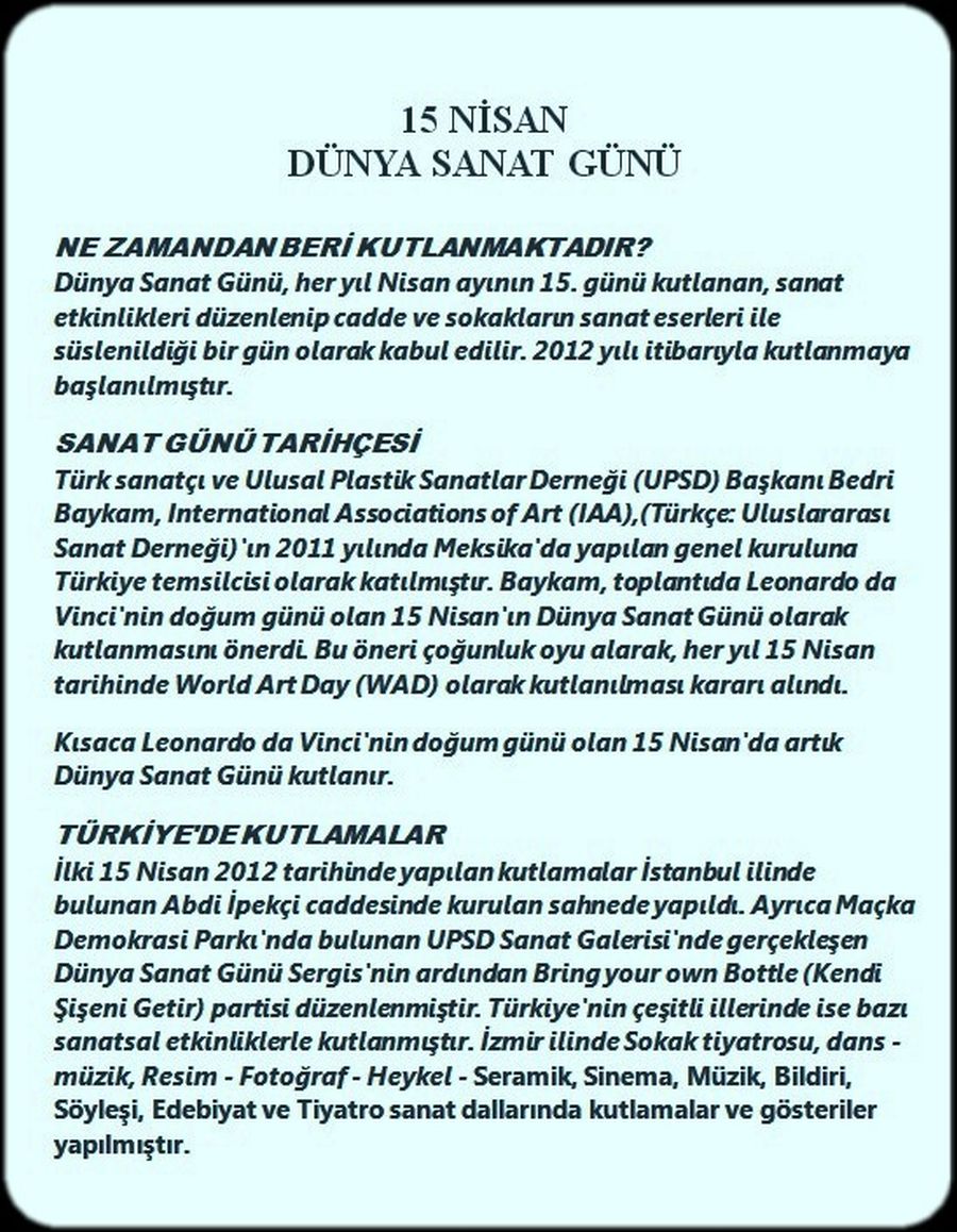 DÜNYA SANAT GÜNÜ
