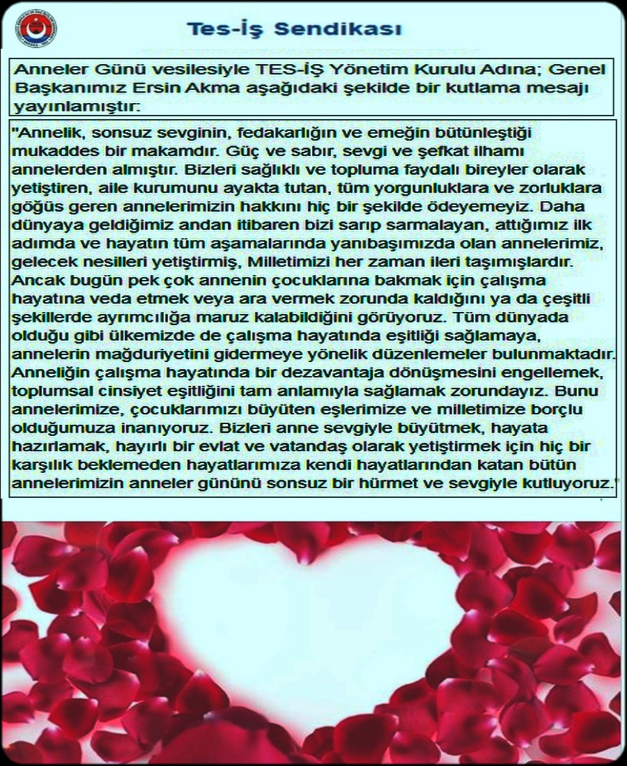 ANNELER GÜNÜ MESAJI
