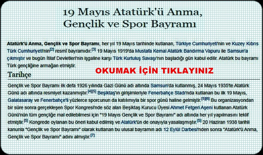 19 MAYIS TARİHÇE