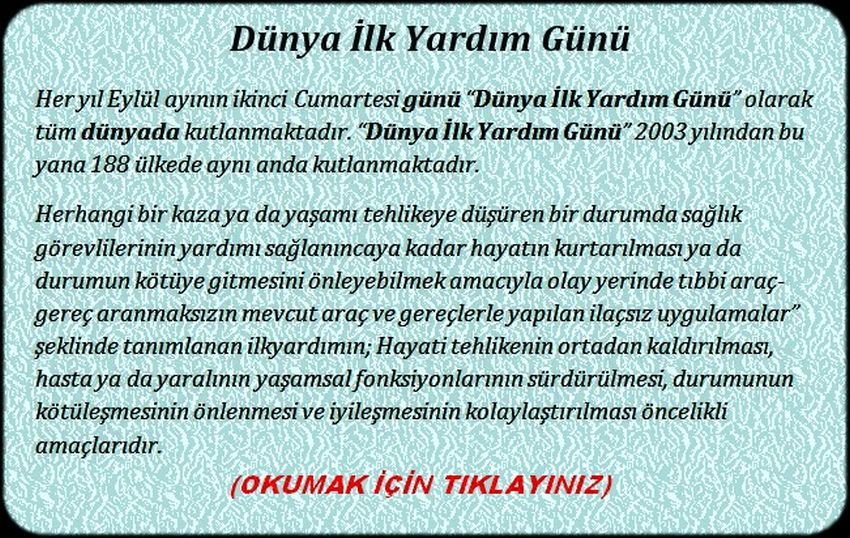 DÜNYA İLK YARDIM GÜNÜ
