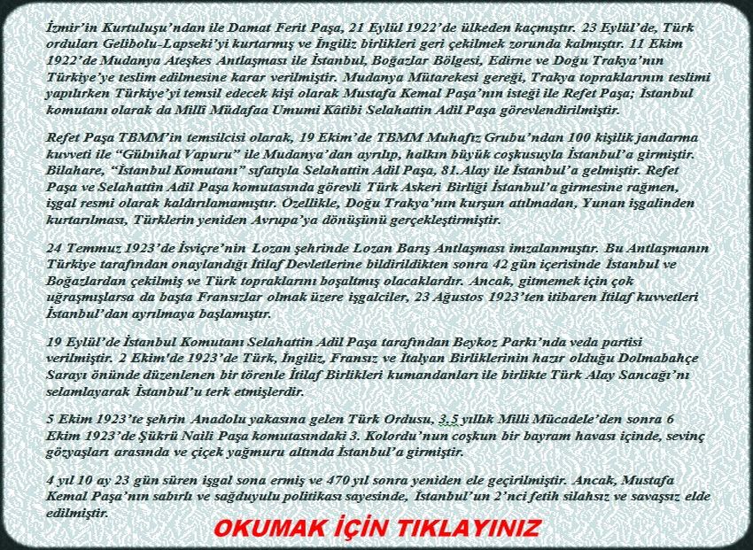 İSTANBULUN KURTULUŞU