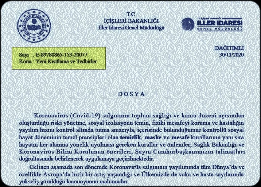 YENİ TEDBİR VE ÖNLEMLER