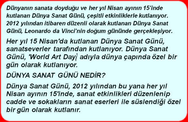 DÜNYA SANAT GÜNÜ