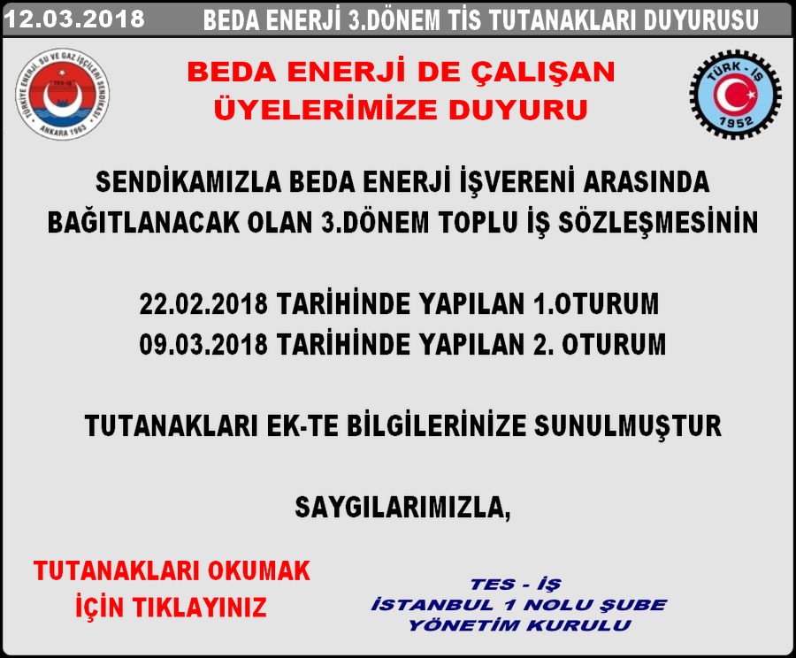 BEDA 3.DÖNEM TİS TUTANAKLARI