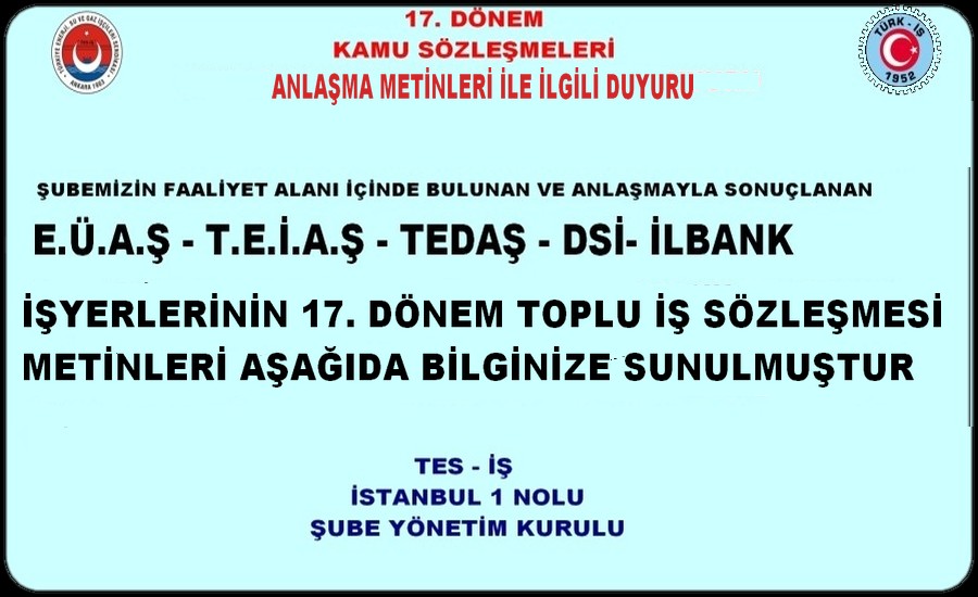 17.DÖNEM KAMU SÖZLEŞME METİNLERİ