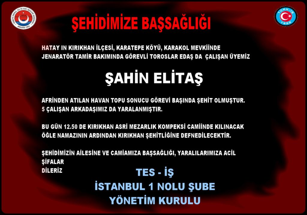 ŞEHİDİMİZE BAŞSAĞLIĞI