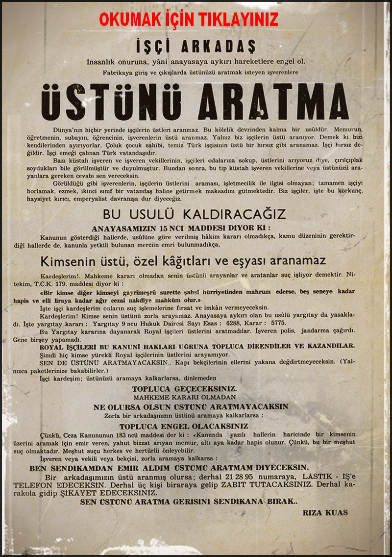 ÜSTÜNÜ ARATMA