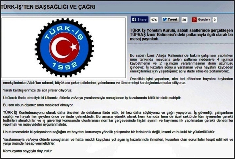 TÜRK İŞ VE ŞUBEMİZDEN BAŞ SAĞLIĞI VE ÇAĞRI