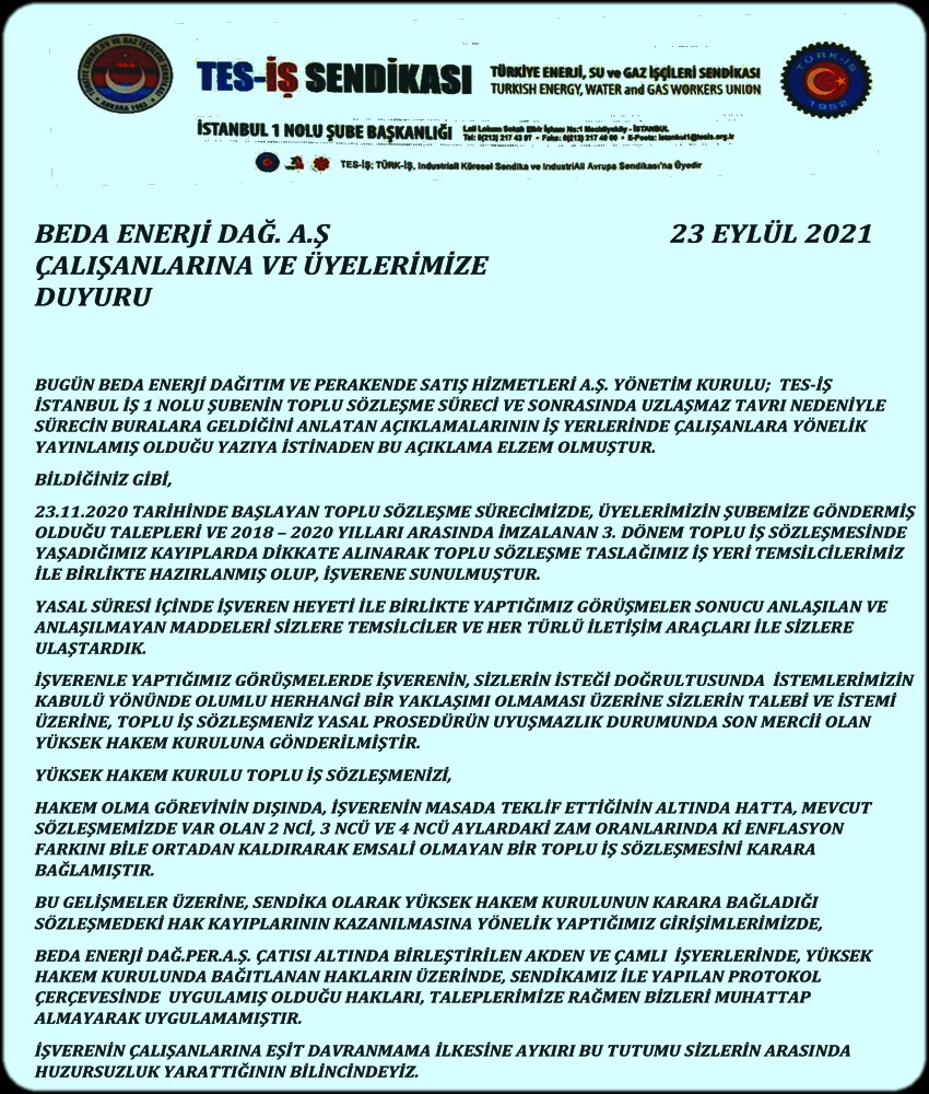 BEDA İŞVERENİNE CEVAP